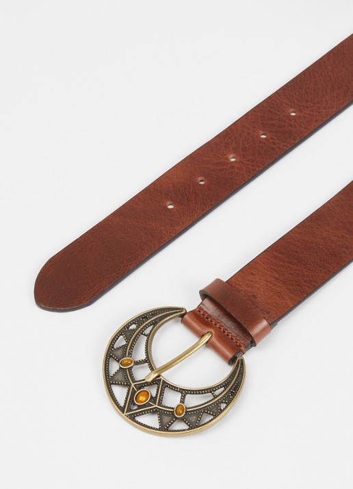 ba&sh Boston riem van leer - detail 2 bruin