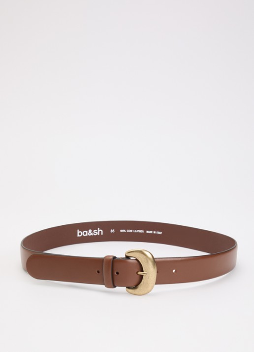 ba&sh Brad riem van leer - voorkant roodbruin