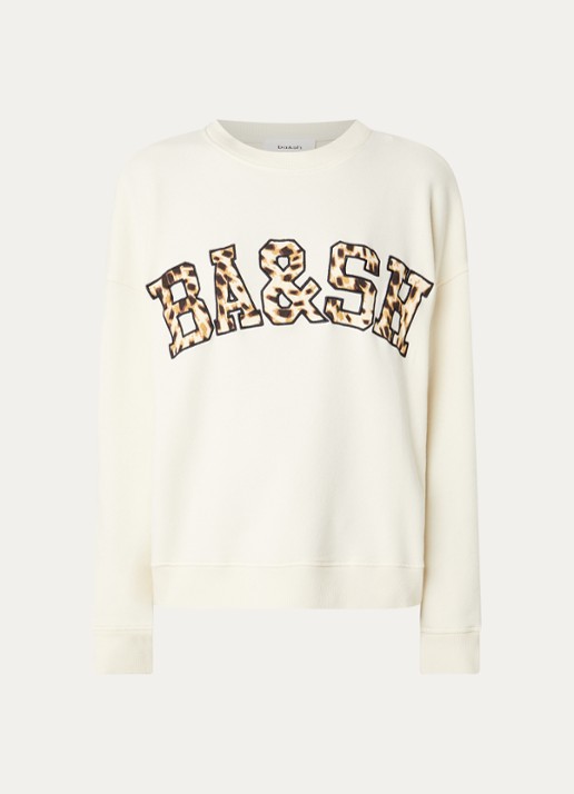 ba&sh Brad sweater met logo - voorkant gebroken wit