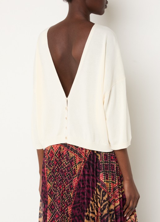 ba&sh Braha fijngebreide cropped top in zijdeblend