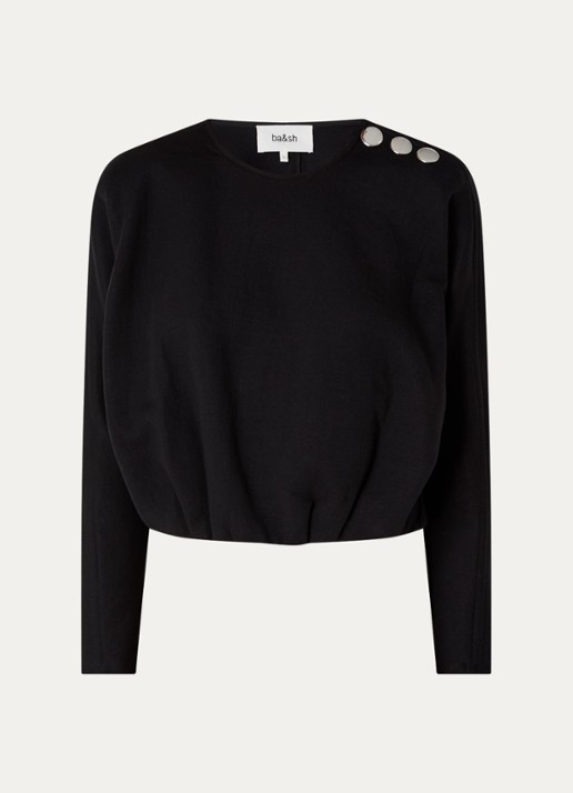 ba&sh Branny T-shirt met ronde hals - voorkant 2 zwart