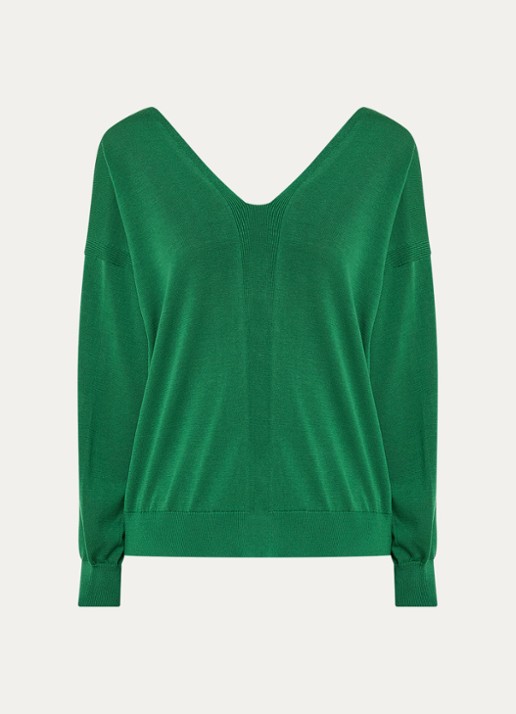 ba&sh Brenda fijngebreid vest in zijdeblend - voorkant 2 groen