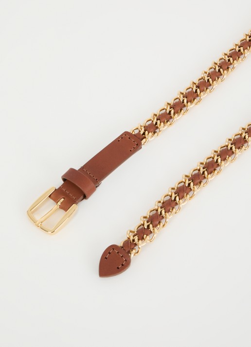 ba&sh Brooke riem van leer - detail camel