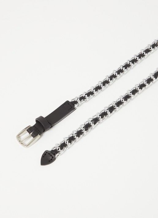 ba&sh Brooke schakelriem met leren details - detail 2 zilver
