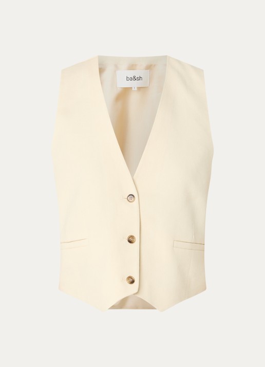 ba&sh Caela gilet in linnenblend - voorkant beige