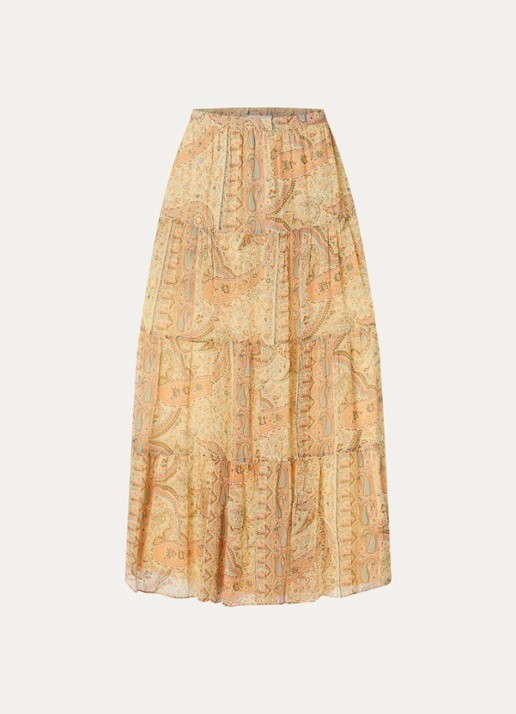 ba&sh Cali midi rok met print - voorkant 3 camel