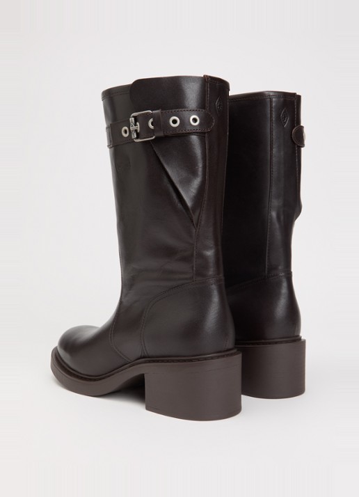 ba&sh Cameron biker boot van kalfsleer - achterkant 4 chocoladebruin
