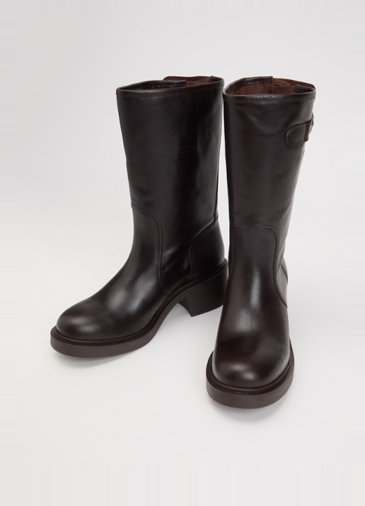 ba&sh Cameron biker boot van kalfsleer - detail 2 chocoladebruin