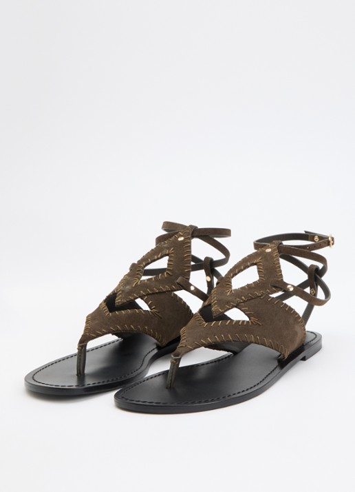 ba&sh Capri sandaal van suède - detail 2 khaki
