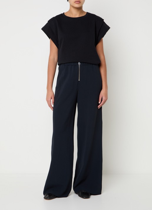 ba&sh Carlos high waist wide fit broek met steekzakken - voorkant 4 zwart