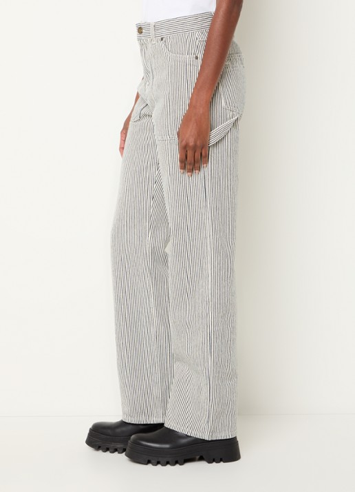 ba&sh Carpenter high waist straight leg jeans met streeppprint - detail 4 gebroken wit