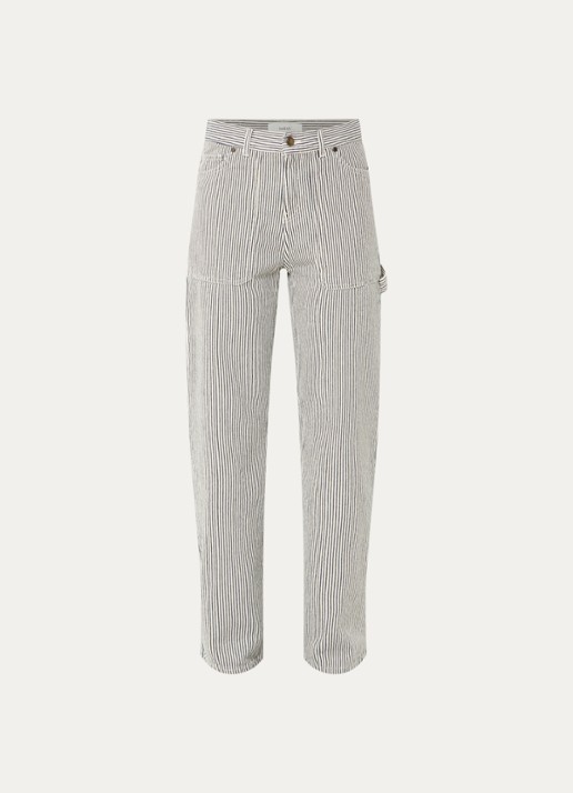 ba&sh Carpenter high waist straight leg jeans met streeppprint - voorkant gebroken wit