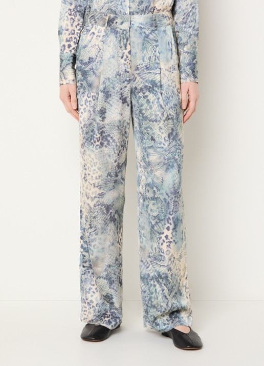 ba&sh Carrina high waist wide fit pantalon van satijn met print