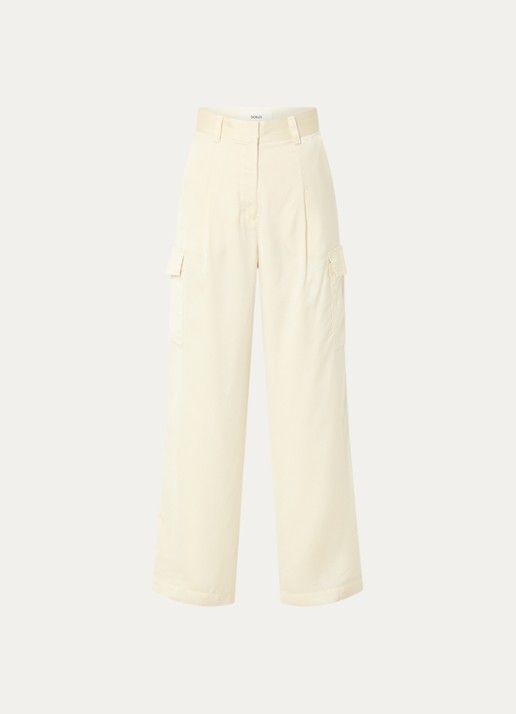 ba&sh Cary high waist loose fit pantalon met steekzakken - voorkant 2 lichtgeel