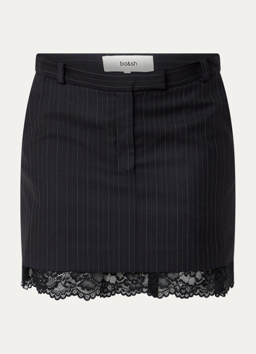 ba&sh Cassie mini rok in linnenblend met steekzakken - voorkant 2 zwart