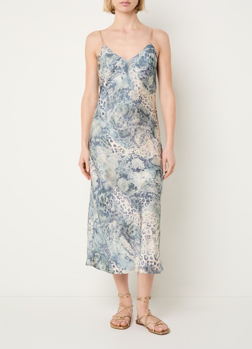 ba&sh Catalina midi jurk van satijn met slangenprint