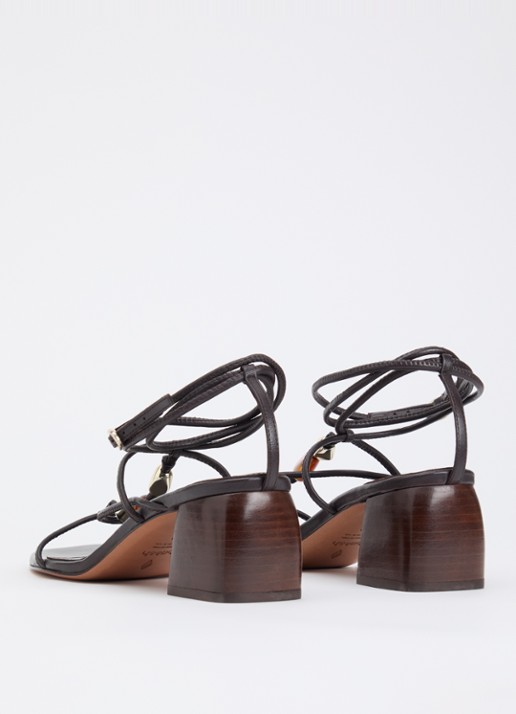 ba&sh Caya sandalette van lamsleer - achterkant 2 donkerbruin