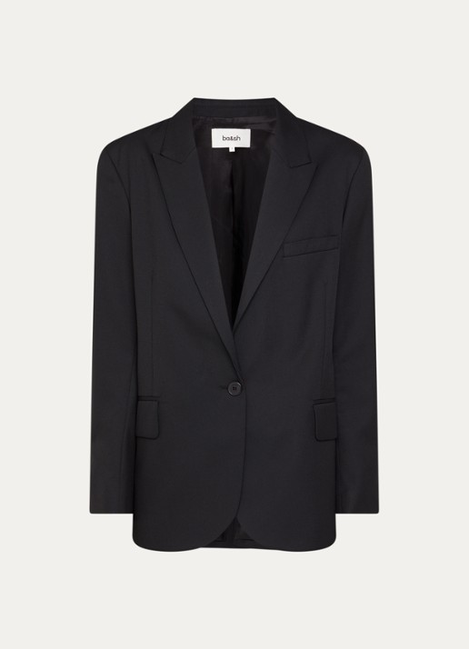 ba&sh Cayne blazer in wolblend met klepzakken - voorkant 2 zwart
