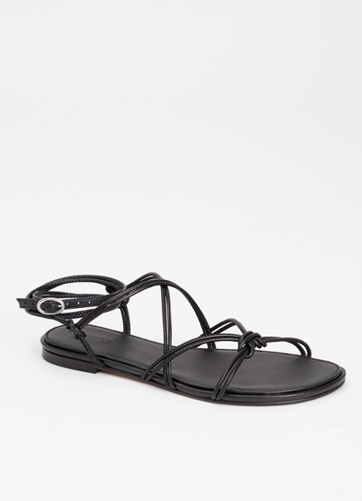 ba&sh Cegane sandaal van leer met metallic finish - voorkant zwart