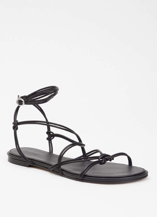 ba&sh Cegane sandaal van leer met metallic finish - voorkant 2 zwart