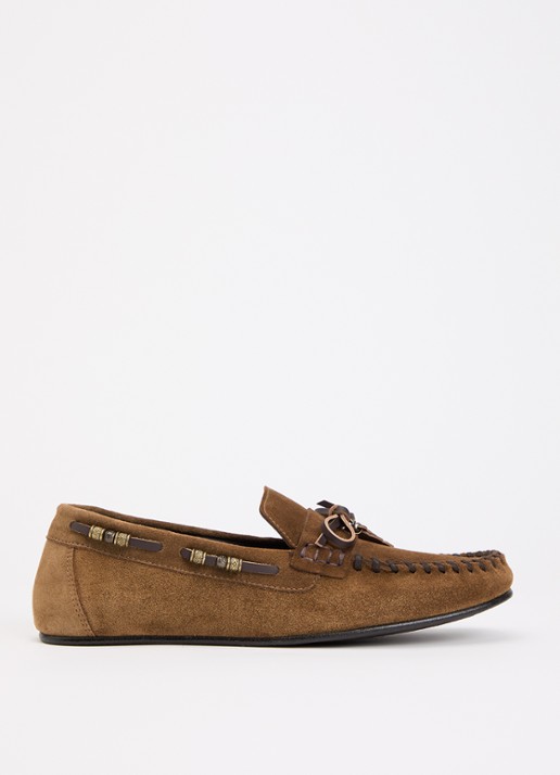 ba&sh Celodie mocassin van suède - voorkant bruin