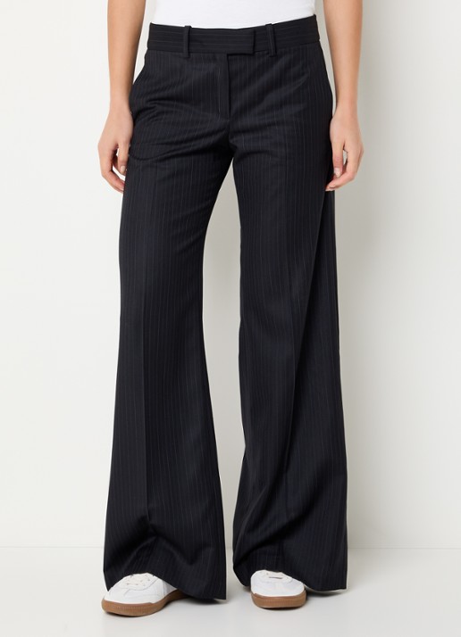 ba&sh Cely mid waist wide fit pantalon in wolblend met krijtstreep