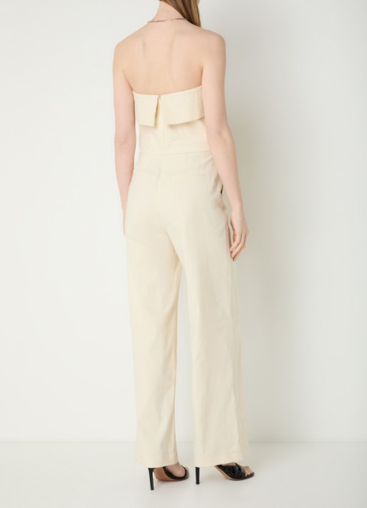 ba&sh Cenelia wide fit jumpsuit in linnenblend - achterkant 4 beige