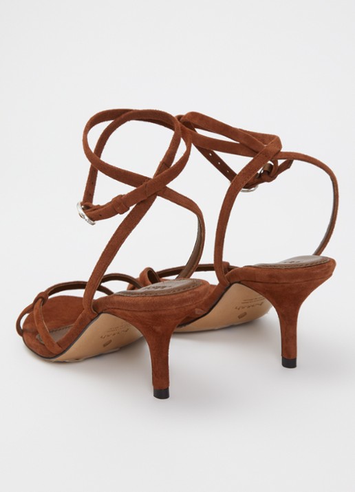 ba&sh Cera sandalette van suède - achterkant roodbruin
