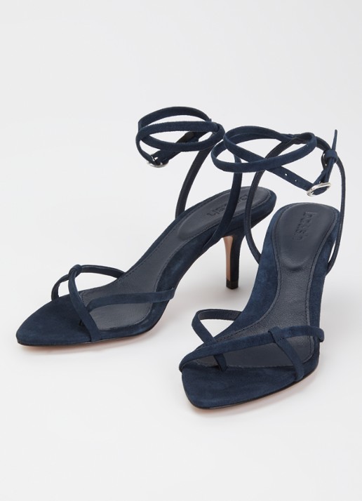 ba&sh Cera sandalette van suède - detail donkerblauw