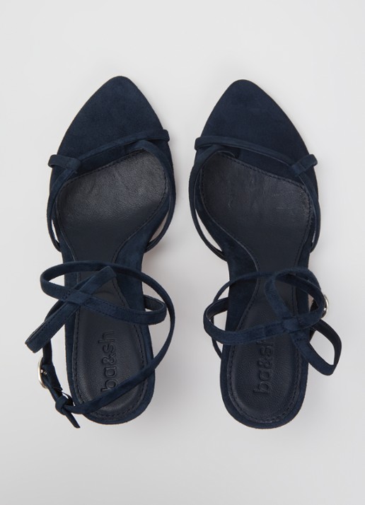 ba&sh Cera sandalette van suède - detail 2 donkerblauw