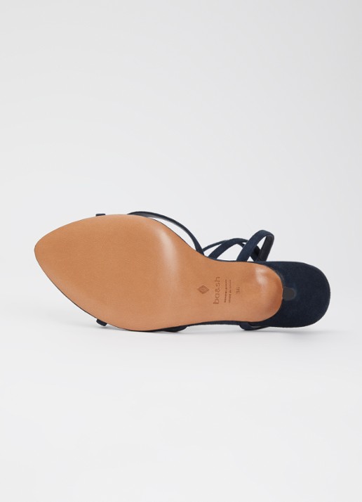 ba&sh Cera sandalette van suède - detail 3 donkerblauw