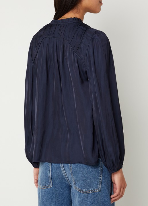 ba&sh Cesira blouse met plooidetail - achterkant donkerblauw