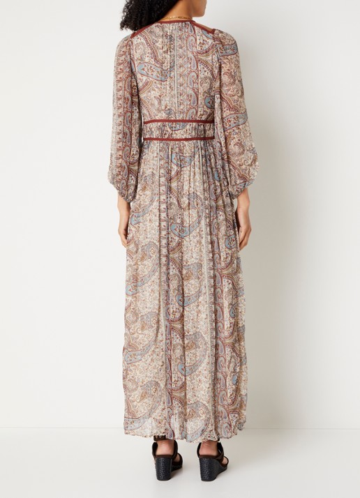 ba&sh Chana maxi tuniekjurk met print - achterkant 2 gebroken wit