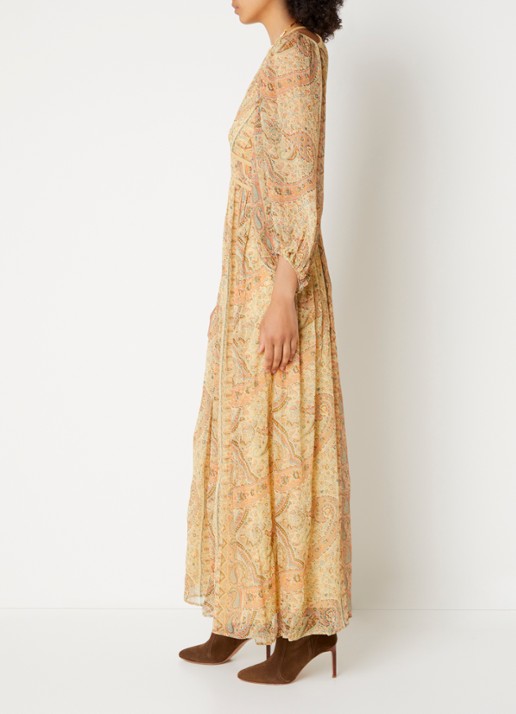 ba&sh Chana maxi tuniekjurk met print - voorkant 2 camel