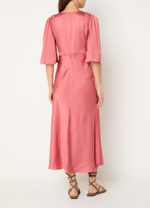 ba&sh Charlotte midi jurk met V-hals - achterkant 3 roze
