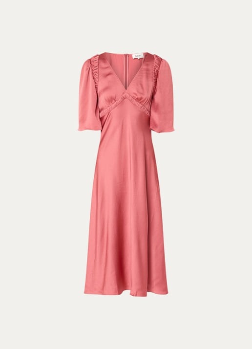 ba&sh Charlotte midi jurk met V-hals - voorkant roze