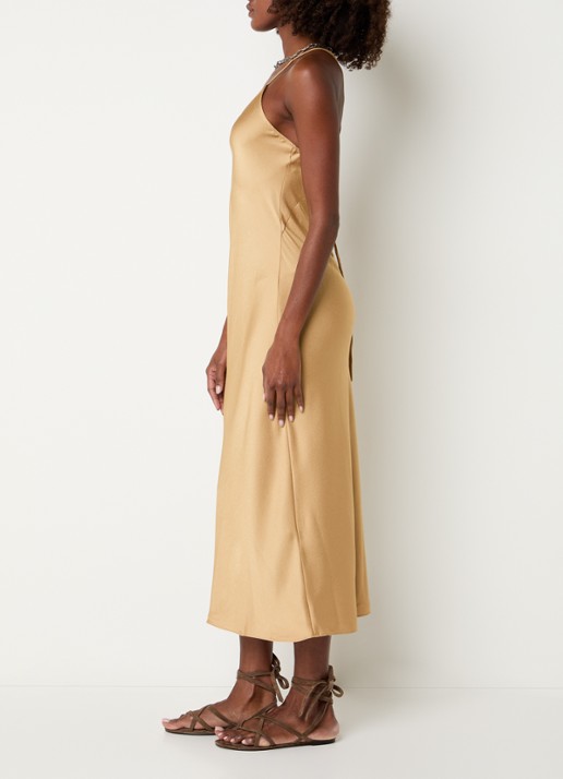 ba&sh Ciana midi jurk met cut-out detail - achterkant 4 camel