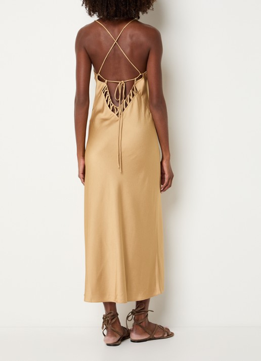 ba&sh Ciana midi jurk met cut-out detail - voorkant 2 camel