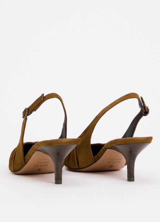 ba&sh Cidney slingback van suède  - achterkant 4 cognac