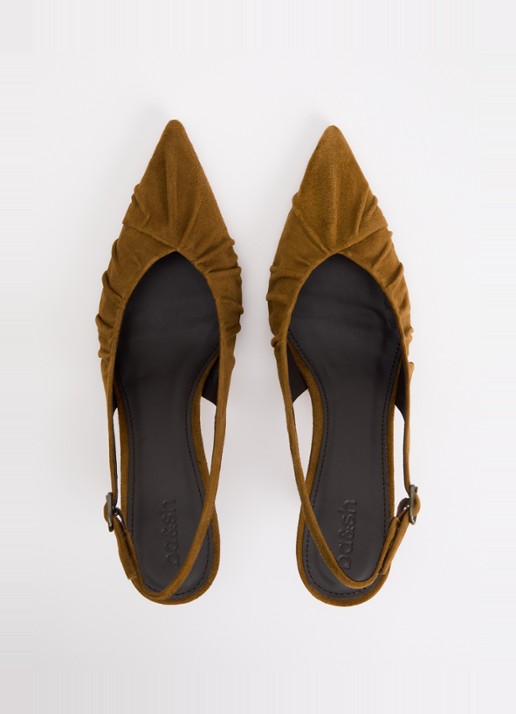 ba&sh Cidney slingback van suède  - detail 2 cognac