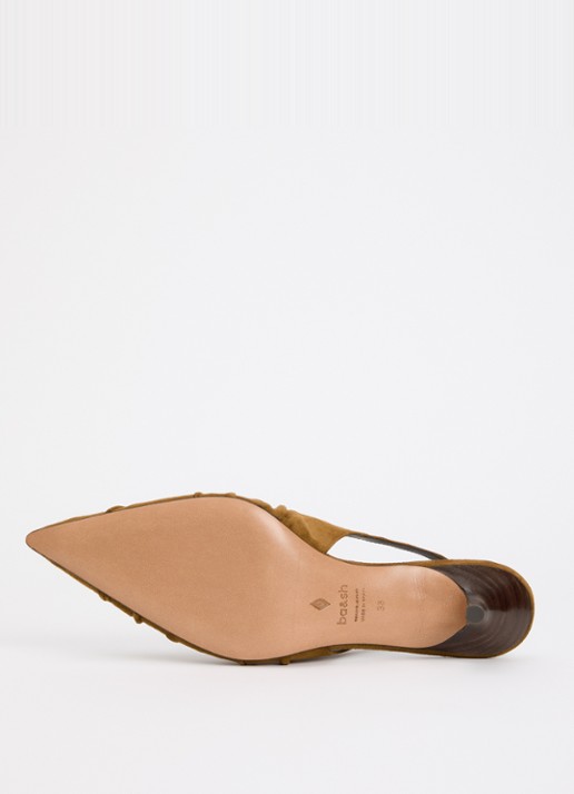 ba&sh Cidney slingback van suède  - detail 3 cognac