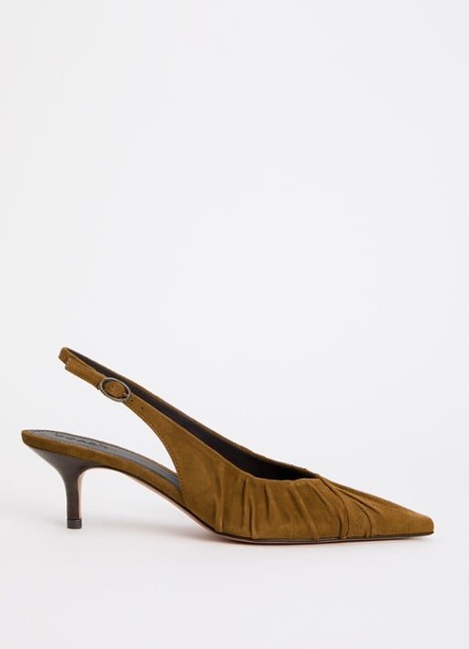 ba&sh Cidney slingback van suède  - voorkant 5 cognac