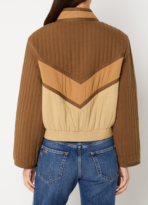 ba&sh Ciska jack met quilt patroon en steekzakken - achterkant camel