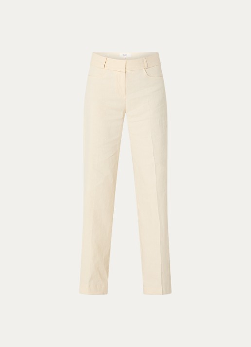 ba&sh Cista mid waist straight fit pantalon in linnenblend - voorkant 3 ivoor