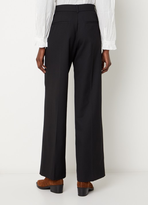 ba&sh Cistachio mid waist straight fit broek met steekzakken - achterkant zwart