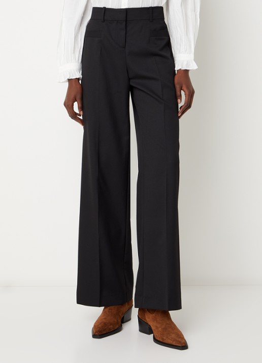 ba&sh Cistachio mid waist straight fit broek met steekzakken - detail 4 zwart