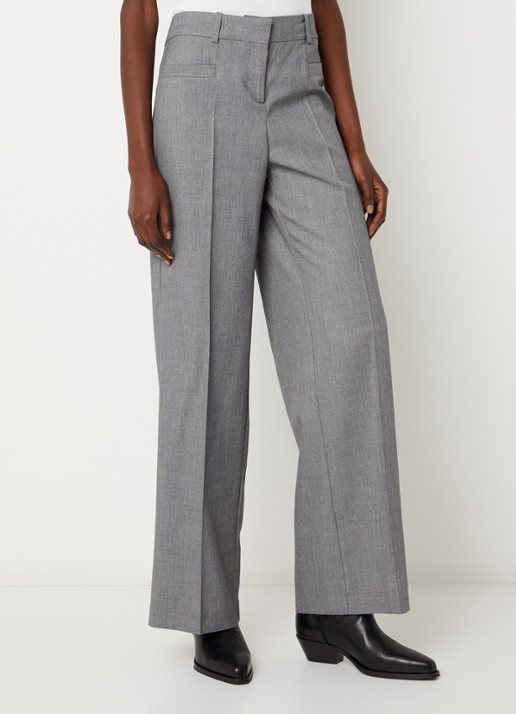 ba&sh Cistachio mid waist straight fit broek met steekzakken - detail grijsmele