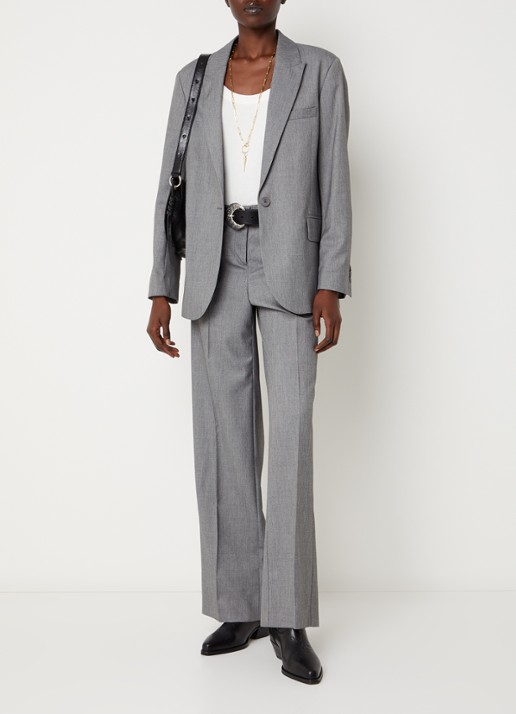 ba&sh Cistachio mid waist straight fit broek met steekzakken - voorkant 4 grijsmele