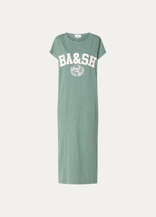 ba&sh Civia midi T-shirt jurk met logo - voorkant 2 mint
