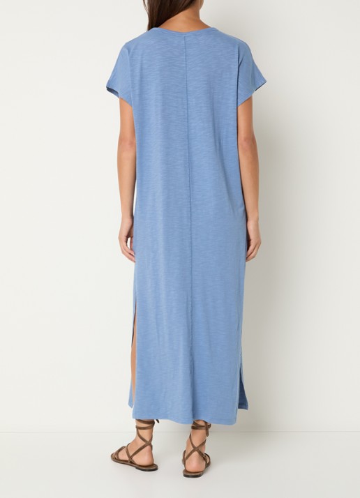 ba&sh Civia midi T-shirt jurk met logo - achterkant blauw